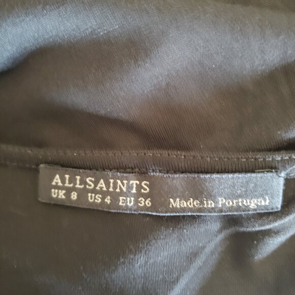AllSaints Black Helix Dress US Size 4 Wrap Top  Vents Side Hem NEW - Picture 6 of 8